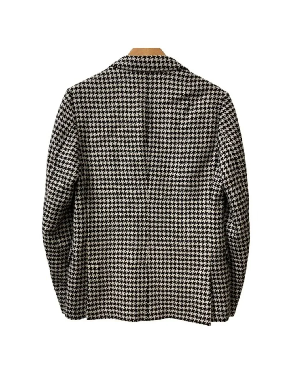 Gucci Wool Tweed Houndstooth Tailored Jacket Trousers Suit Set Black White